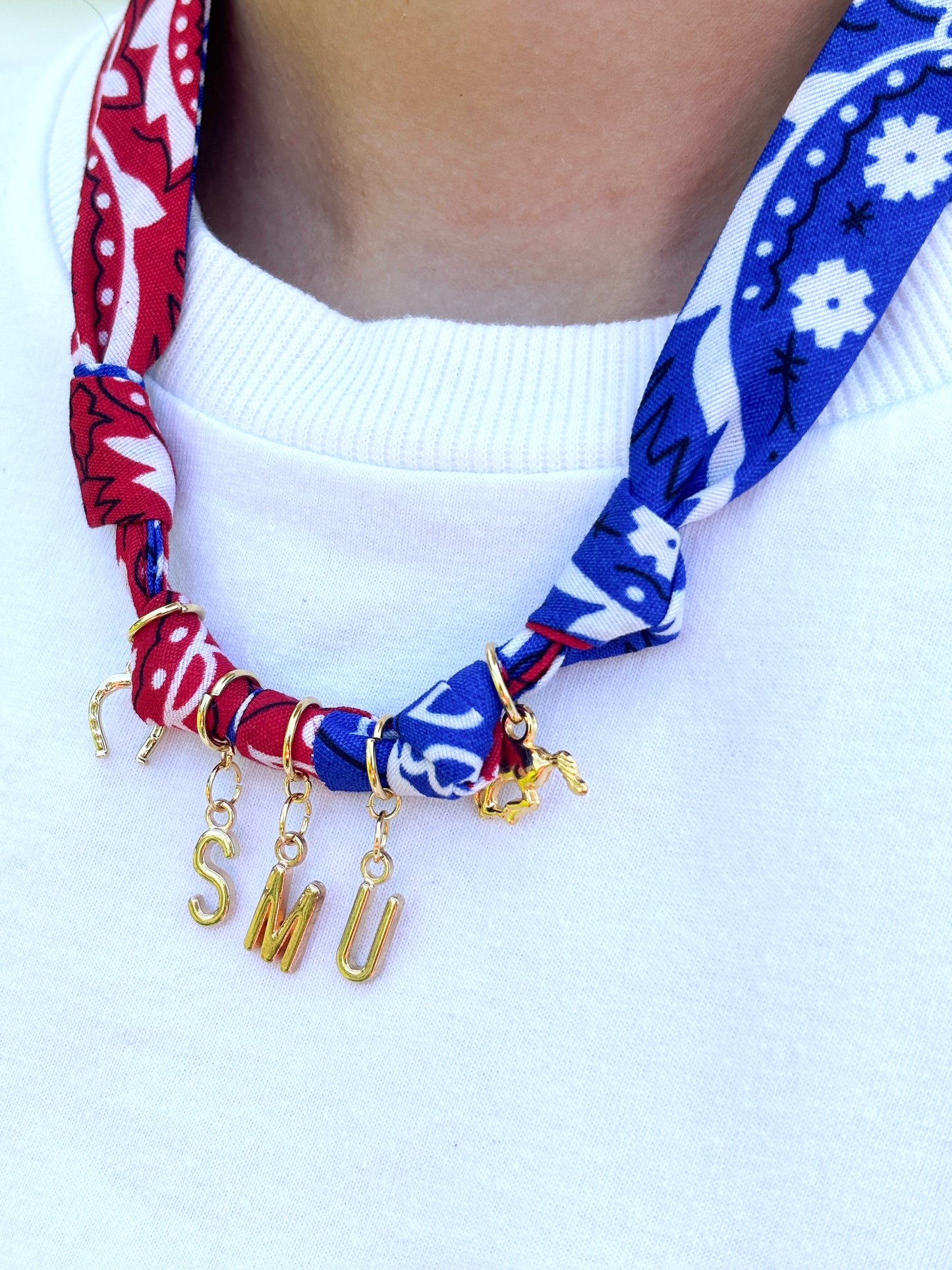 SMU Bandana Necklace with Charms