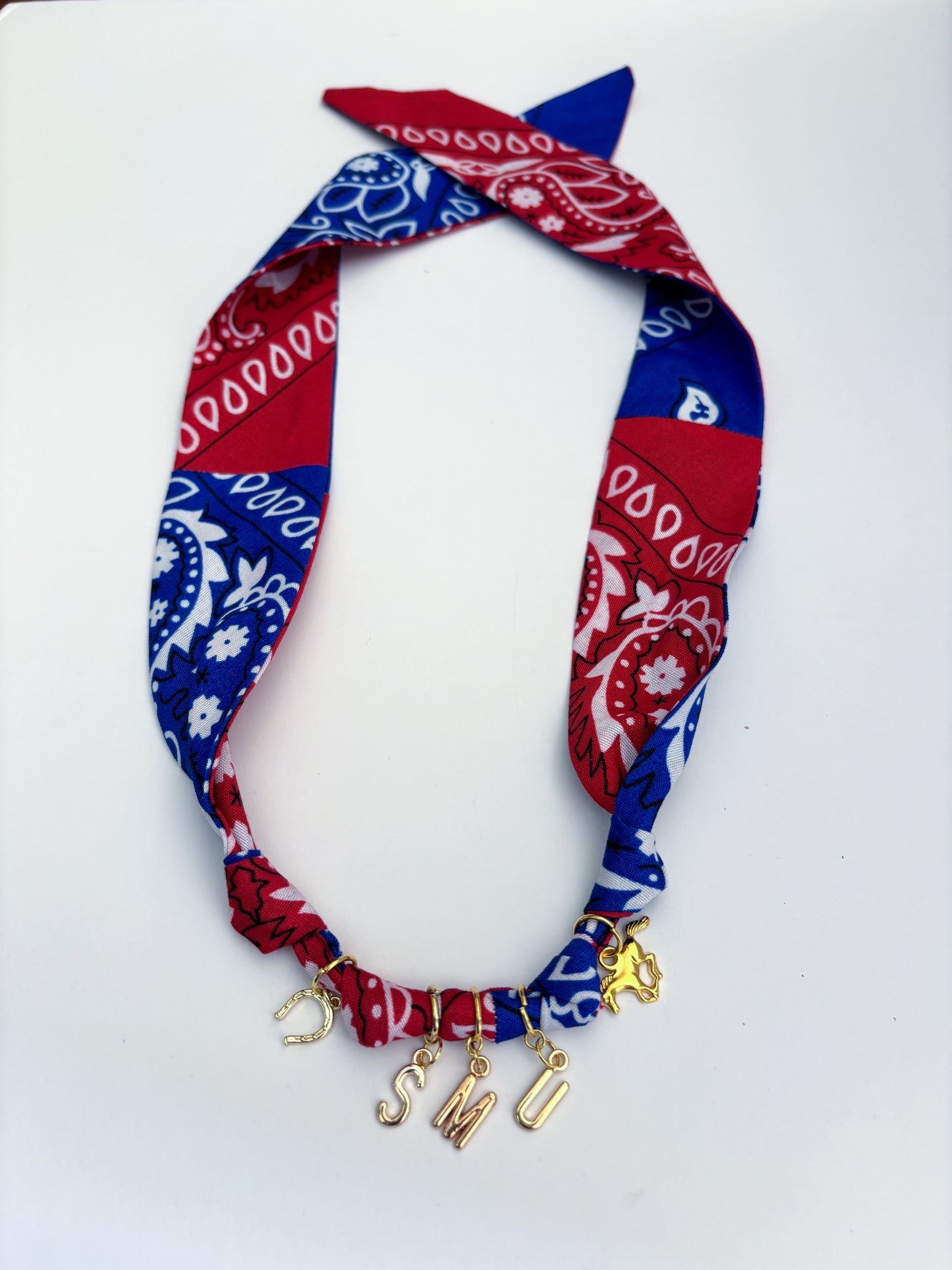 SMU Bandana Necklace with Charms